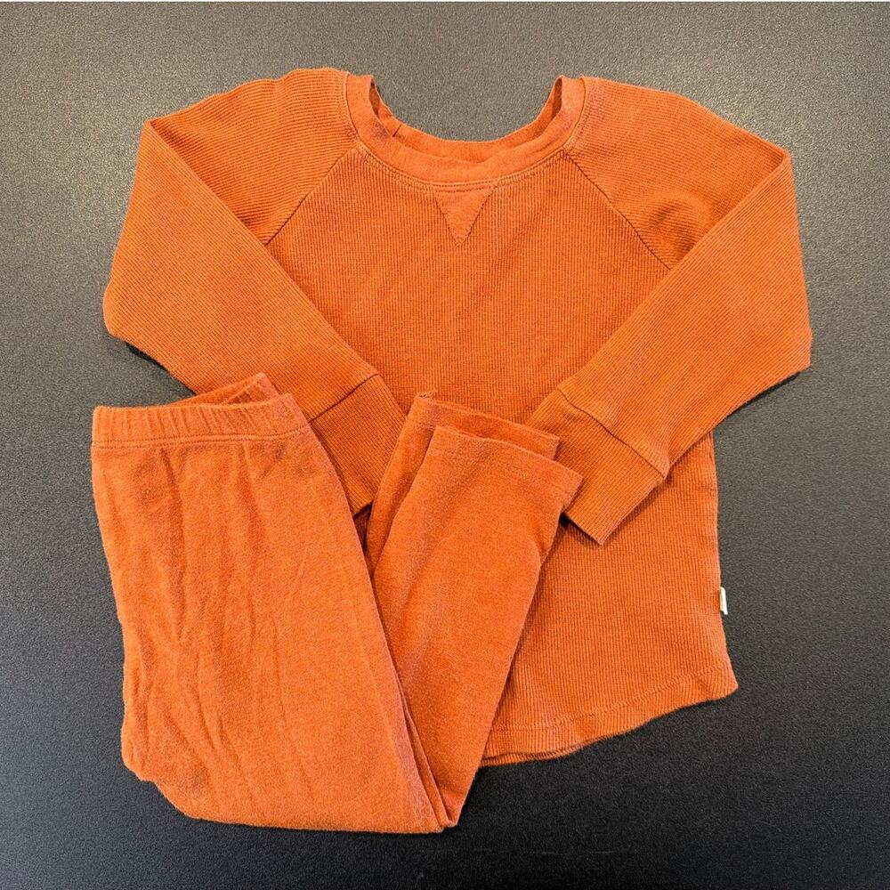 Baby Sprouts Ribbed Lounge Long Sleeve Top and Leggings Set, Orange, Toddler 2T